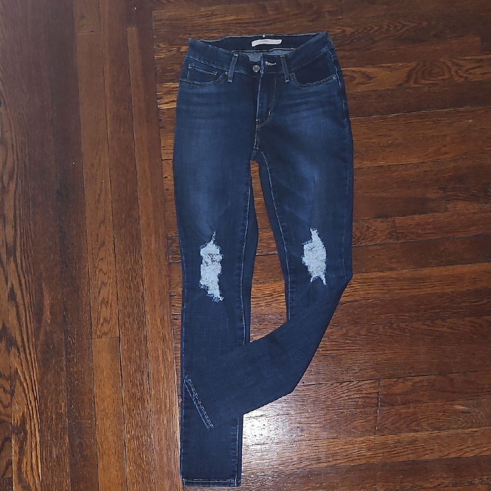 Levi's Midnight Blue Ripped Skinny Jeans